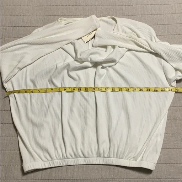 Evereve Women’s Paige Draped Ribbed White Large Long Sleeve Top Lagenlook Quiet - Picture 10 of 13